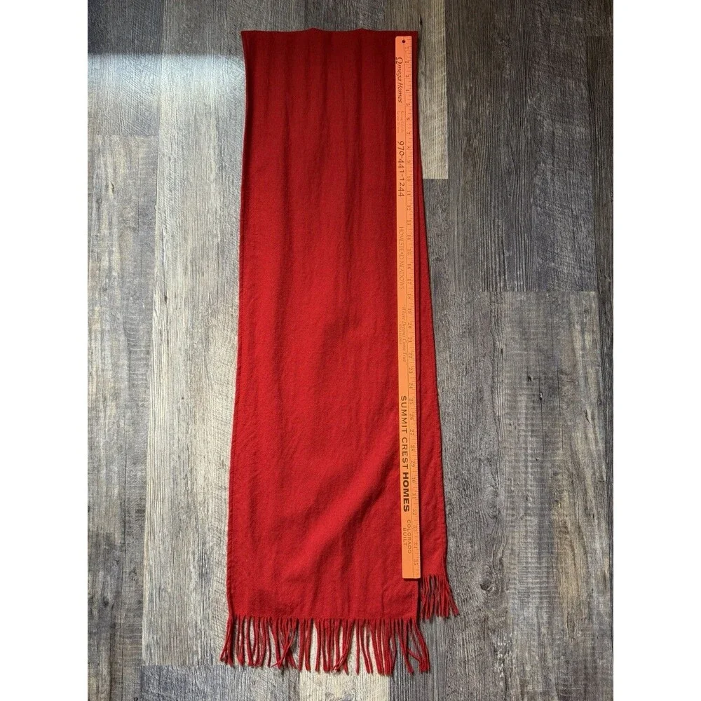 Vintage Pendleton Red Virgin Wool Fringe Scarf Made in USA Solid Winter Unisex